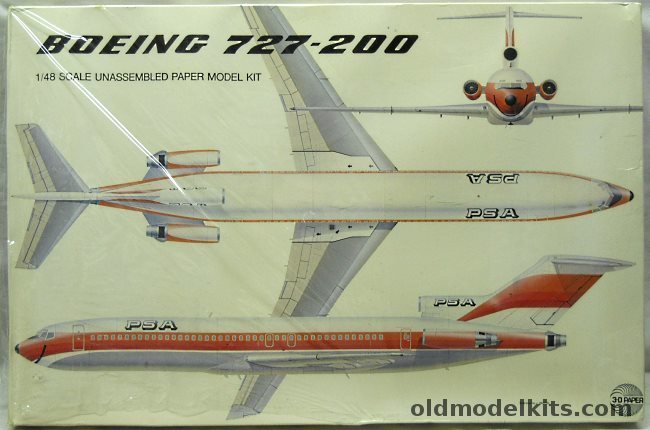 3-D Paper 1/48 Boeing 727-200 PSA Airlines, B727PS plastic model kit